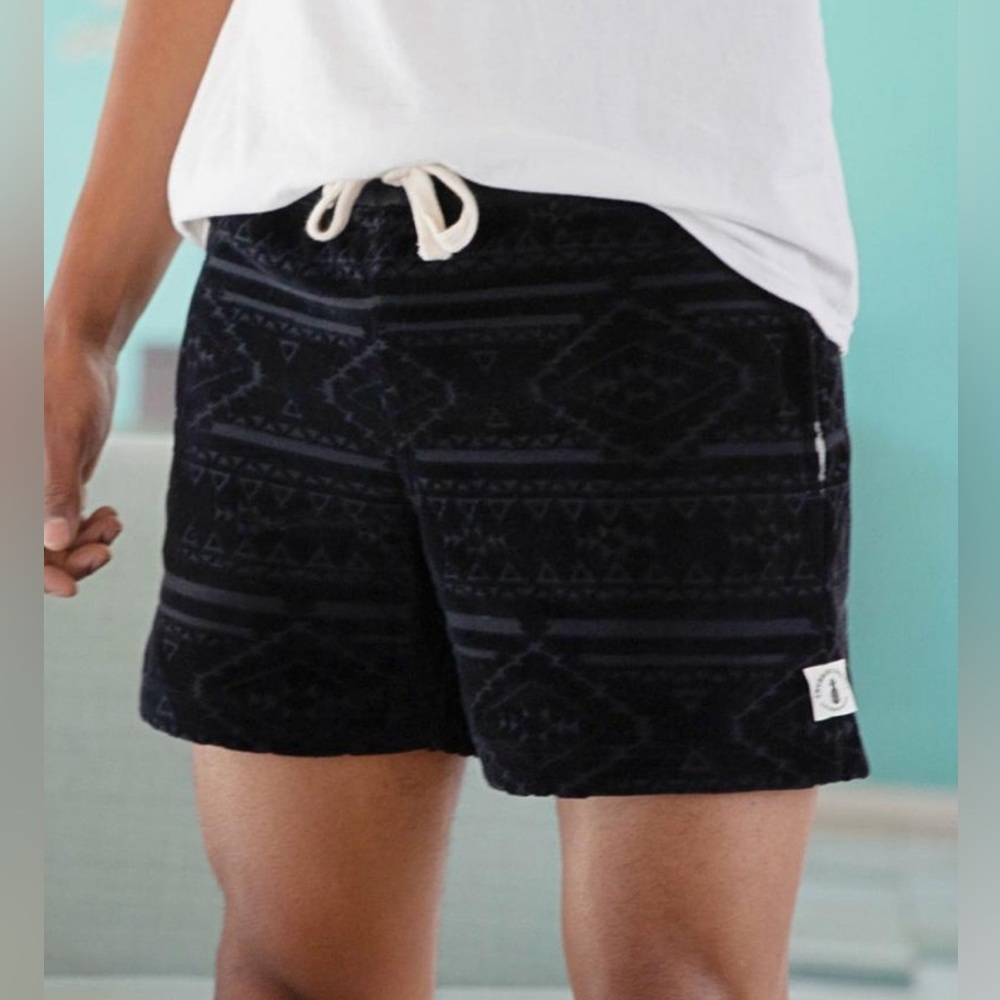 LChubbies Velour Sweat Short The Crop Circles Black Geometric Medium 5.5 in